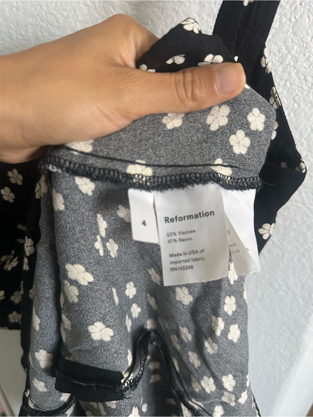 Reformation Abby Black Mini Dress with White Daisy Print Sundress - Picture 7 of 7